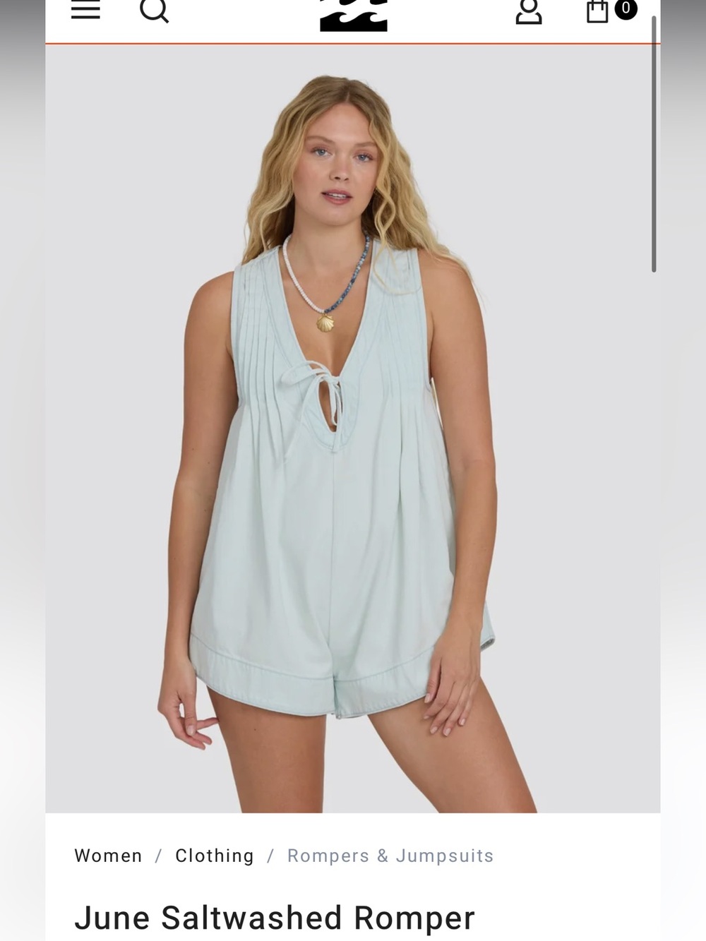 Billabong Saltwashed Sleeveless Tie-Front Romper